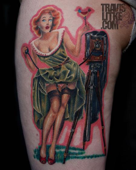 Travis Litke - Vaughan Bass Peek A Boo Pin Up Girl Tattoo